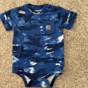 Carhartt onsie! 18m, camouflaged blues. NWOT